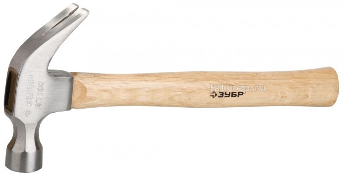 Молоток-гвоздодер ЗУБР с деревянной рукояткой, 560г