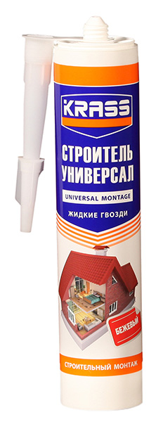 Жидкие гвозди универ СТРОИТЕЛЬ KRASS, туба (300мл) БЕЛЫЙ