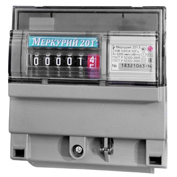 Счетчик "Меркурий" 201.7 1т 220В 5-60А 1кл.1ф.(DIN-рейка)