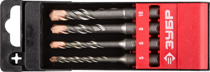 Набор ЗУБР "ЭКСПЕРТ" Буры, SDS-plus, S4, 5х110; 6х110; 8х110; 10х110мм;