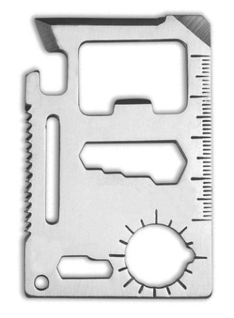 Мультитул-визитка 11 в 1, нерж, 69х45х1,8мм