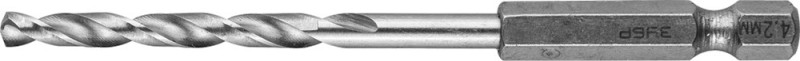 Сверло по металлу ф4,2 х 75мм (шестигр. хвост) Р6М5 ЗУБР