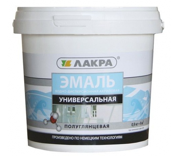Эмаль акриловая УНИВЕР, белая, полуглянец 0,9кг Лакра