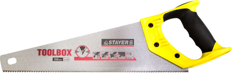 Ножовка STAYER "TOOLBOX" по дереву для точного пиления, 350 мм