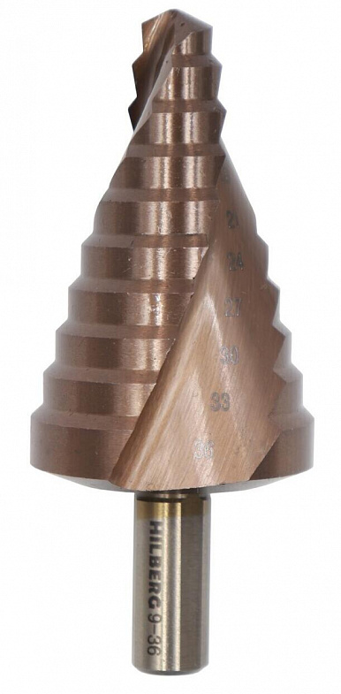 Сверло ступенчатое, d 9-36мм Hilberg / БАРС, по сталям, HSS